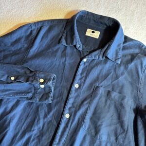 NNO7 No nationality Slim Fit Blue Button Down Long Sleeve Casual Shirt Mens M